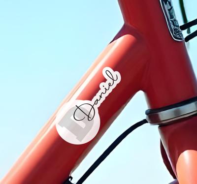 Gepersonaliseerde naam met initiaal fiets sticker