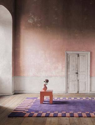 Layered - Vloerkleed Teklan Frame Wool Rug Cobalt Salmon -