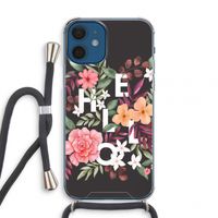 Hello in flowers: iPhone 12 mini Transparant Hoesje met koord