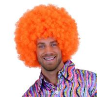 Oranje afro pruik - krullen - dames/heren - Holland/Koningsdag - felle kleur - thumbnail