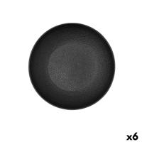 Diep bord Bidasoa Fosil Wit Zwart Keramisch 21 x 21 x 4,7 cm (6 Stuks)
