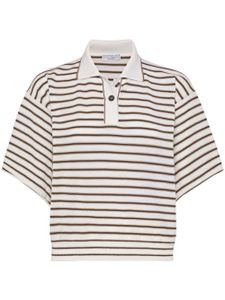 Brunello Cucinelli polo crop à rayures - Blanc