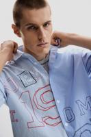 Geborduurde lange mouwen overhemd - BLUE - XL