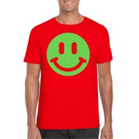 Verkleed T-shirt voor heren - Smile Emoticon - rood - carnaval/foute party - feestkleding