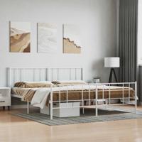 Bedframe met hoofd- en voeteneinde metaal wit 183x213 cm - thumbnail