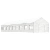 Prieel met dak 20,07x4,08x3,22 m polyetheen wit