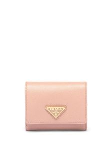 Prada portefeuille en cuir Saffiano à logo - Rose