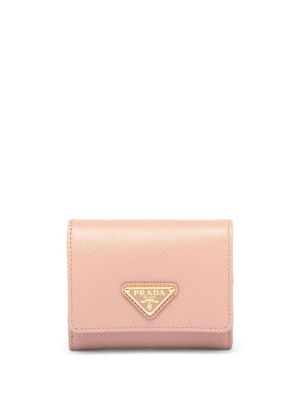 Prada portefeuille en cuir Saffiano à logo - Rose