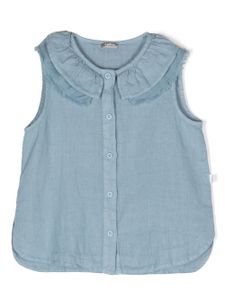 Il Gufo blouse frangée à design sans manches - Bleu