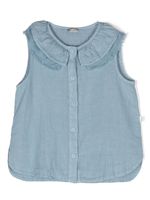 Il Gufo blouse frangée à design sans manches - Bleu