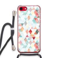 Gekleurde driehoekjes pastel: iPhone SE 2020 Transparant Hoesje met koord