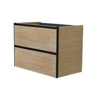 Wiesbaden Lotus wastafelonderkast met 2 laden 80x45 cm naturel eik en mat zwart