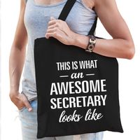 Awesome secretary / secretaris cadeau tas zwart voor dames - Feest Boodschappentassen - thumbnail