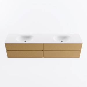 MONDIAZ VICA 200cm badmeubel onderkast Oro 4 lades. Wastafel MOON dubbel zonder kraangat, kleur Talc.