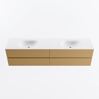 MONDIAZ VICA 200cm badmeubel onderkast Oro 4 lades. Wastafel MOON dubbel zonder kraangat, kleur Talc.
