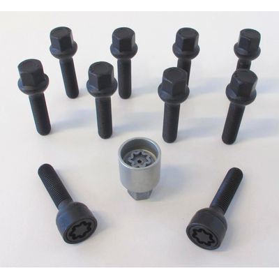 H&R Wielboutenset bolkonisch R12 M12x1.50 - Lengte 45mm - Zwart - 10 stuks (bv. Mercedes) - incl. wi HRB1254502SET