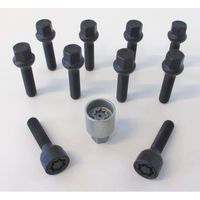 H&R Wielboutenset bolkonisch R12 M12x1.50 - Lengte 45mm - Zwart - 10 stuks (bv. Mercedes) - incl. wi HRB1254502SET