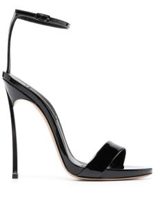 Casadei Blade 120mm patent-finish sandals - Noir