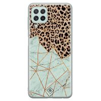 Samsung Galaxy A22 4G siliconen hoesje - Luipaard marmer mint