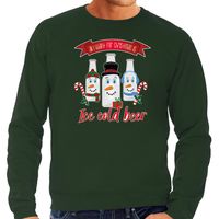 Foute Kersttrui/sweater voor heren - IJskoud bier - groen - Christmas beer - thumbnail