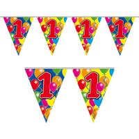 1 jaar Leeftijd versiering vlaggenlijn - vlaggetjes - slinger - 10 meter - kunststof 1 jaar Leeftijd versiering vlaggenlijn - vlaggetjes - slinger - 10 meter - kunststof