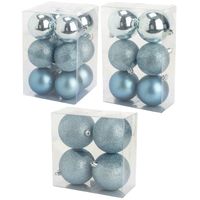 Kerstversiering set kerstballen ijsblauw 6 - 8 - 10 cm - pakket van 40x stuks