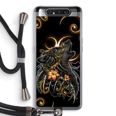Huilende Wolf: Samsung Galaxy A80 Transparant Hoesje met koord