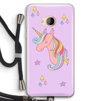 Roze eenhoorn: HTC U Play Transparant Hoesje met koord