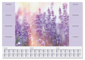 Sigel SI-HO308 Designonderlegger Fragrant Lavender,met Jaartal 2023/2024/2025. 3 Talig 59.5x41cm, 80 Grams Papier, 30 Vel