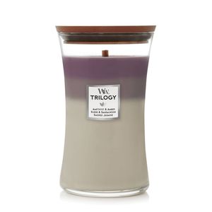 WoodWick Amethyst Sky Trilogy kaars Cylinder Amber, Jasmijn, Lavendel, Leer, Sandelhout, Suède, Vanille, Ylang-ylang 1 stuk(s)