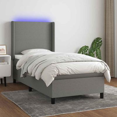Boxspring met matras en LED stof donkergrijs 80x200 cm