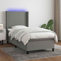 Boxspring met matras en LED stof donkergrijs 80x200 cm