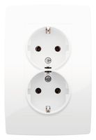 Niko Original tweevoudig stopcontact verticaal met randaarde bright white