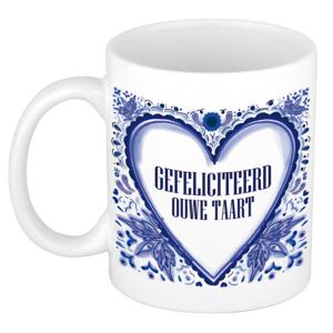 Verjaardag cadeau mok - Delfts Blauw - gefeliciteerd - 300 ml - keramiek