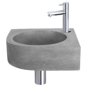 Differnz Cleo fonteinset beton donkergrijs - kraan recht - 31.5 x 31.5 x 10 cm - chroom