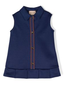 Gucci Kids robe plissée à bords rayés - Bleu