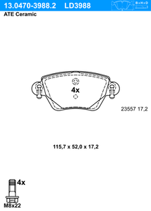 Remblokkenset, schijfrem ATE Ceramic ATE, u.a. für Jaguar, Ford, Renault