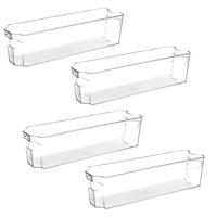 Koelkast/keuken organizer bak - 4x - transparant - kunststof - L37 x H10