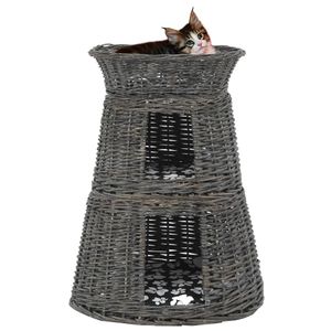 VidaXL 3-delige kattenmandenset met kussens 47x34x60 cm wilgen