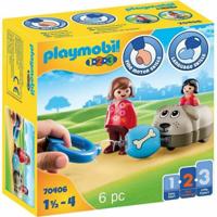 Playset Playmobil 1.2.3 Hond Kinderen 70406 (6 pcs)