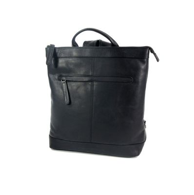 Dames rugzak schoudertas KOLKATA waxed pull up zwart Dames rugzak schoudertas KOLKATA waxed pull up zwart