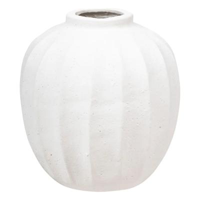 Bloemenvaas Amia - creme wit - kunststeen - D25 x H28 cm - ronde bol vormige vaas
