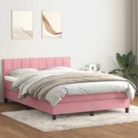 Boxspring met matras fluweel roze 160x220 cm