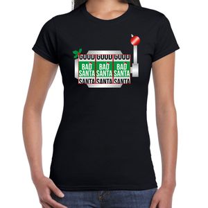 Bad / good Santa fout Kerst t-shirt zwart voor dames