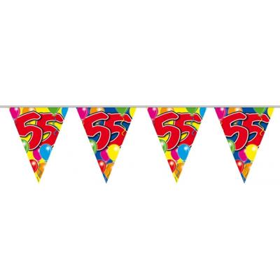 Vlaggenlijn - plastic - 10 meter - 55 jaar - verjaardagsversiering - buiten decoratie