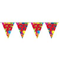 Vlaggenlijn - plastic - 10 meter - 55 jaar - verjaardagsversiering - buiten decoratie
