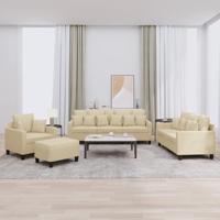 4-delige Loungeset met kussens stof crèmekleurig