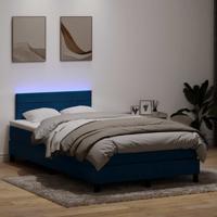 Boxspring met matras en LED fluweel donkerblauw 120x210 cm