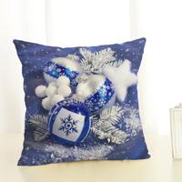 Kerst decoratie katoen en linnen kussen Office Home kussen zonder kussen grootte: 45x45cm (Blue Christmas)