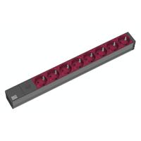 Bachmann 333.538 19 inch Stekkerdoos voor patchkast 1 HE Geaarde contactdoos Rood, Zwart, Aluminium